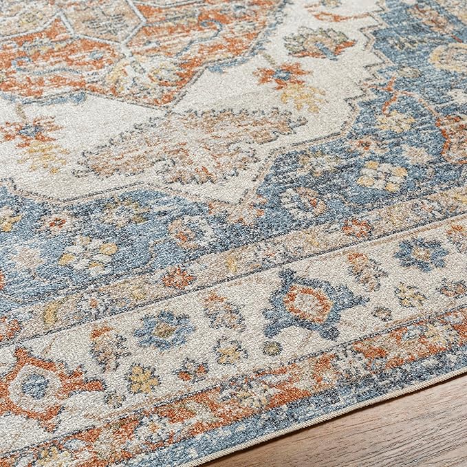 Mark&Day Washable Rugs, 2x4 Edgerton Traditional Burnt Orange Area Rug, Orange Blue Beige Carpet for Living Room, Bedroom or Kitchen (2'3" x 3'9", Machine Washable)