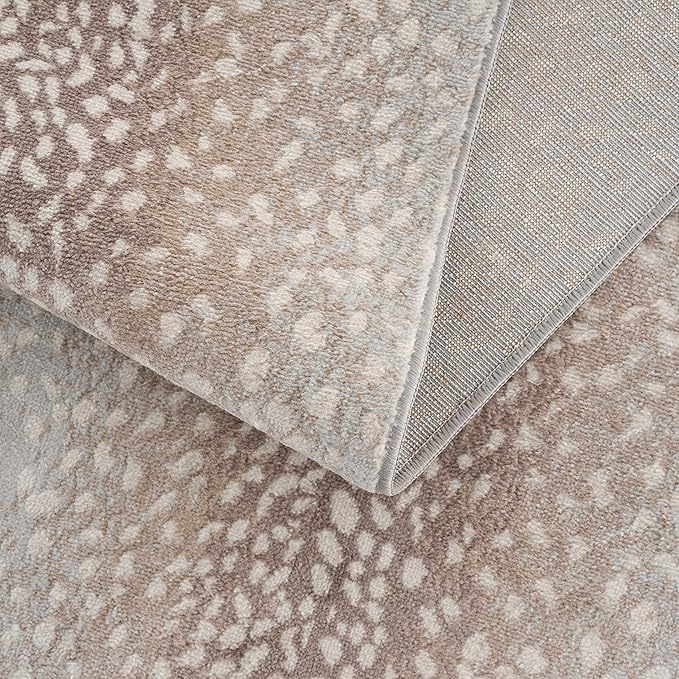 Hauteloom Pointblank Modern Animal Print Runner Rug for Hallway, Kitchen - Bohemain Leopard Print Carpet - Contemporary Antelope Print Rug - Gray, Brown, Beige - 2'7" x 7'3" (2x8)