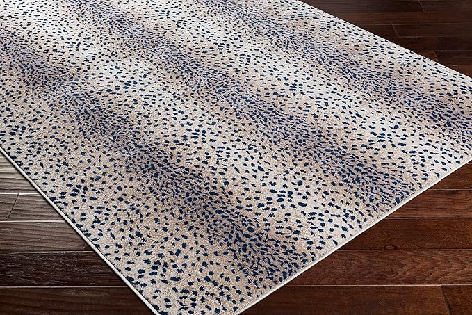 Livabliss Area Rugs - 5x7 Pablo Modern Antelope Print Blue Brown Ivory Area Rug for Living Room Bedroom - Animal Theme Non-Shedding Stain Resistant Carpet for Kitchen, Office (5'3" x 7'1")