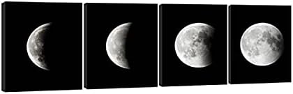 Wieco Art Eclipse of the Moon Modern Canvas Prints Wall Decorations for Living Room Abstract Space Black and White Pictures to Photo Paintings on Canvas Wall Art for Home Decorations Wall Decor