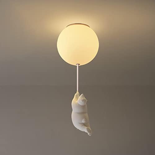 CraftThink Semi Flush Mount Ceiling Light, Cute Chandelier with Cream Glass Shade 1 Bulb Balloon Polar Bear Design Pendant Light Ceiling lamp for Nursery Kids Room Dining Living Room Bedroom, 8"