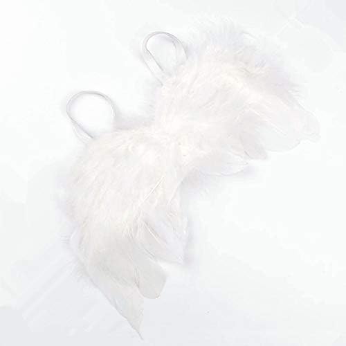Nishine 2 PACK White Newborn Fuzzy Feather Angel Wings + Headband Set for Baby Cosplay Girls Costume Photography