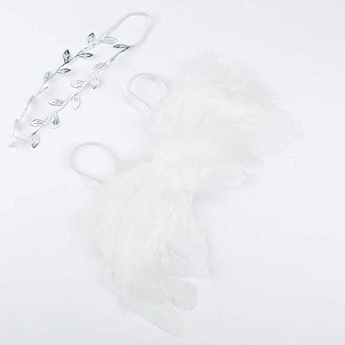 Nishine 2 PACK White Newborn Fuzzy Feather Angel Wings + Headband Set for Baby Cosplay Girls Costume Photography