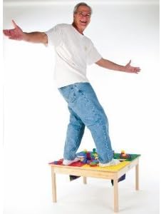 Fun Builder® #1 Rated American-Made 4 Color Lego® Compatible Wood Table with Built-in Storage(Patent)-Built to Last Generations!-NO Tools-5 Minute Assembly(Patent) 32"x32" Ages 5 & Less