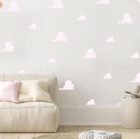 Inspired Clouds Themed Bedroom Wall Vinyl Stickers (Very Light Grey, 40)
