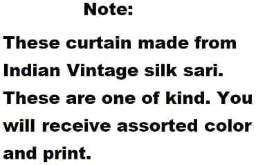 YILLE 1 Piece Silk Saree Curtains - Boho Curtain, Window, Room Curtain for Home Decor LightWieght Aesthetic Vibe (Multi-Color)