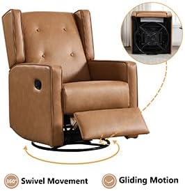 CANMOV Swivel Rocker Recliner Chair Set of 2, Nursery Glider Chair, Nursery Rocking Chairs, Manual Reclining Chair, Brown