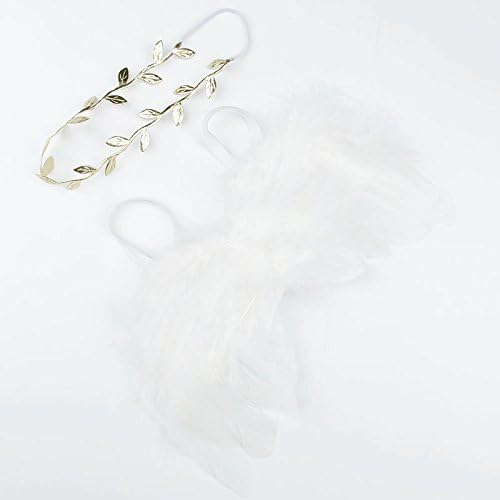 Nishine 2 PACK White Newborn Fuzzy Feather Angel Wings + Headband Set for Baby Cosplay Girls Costume Photography