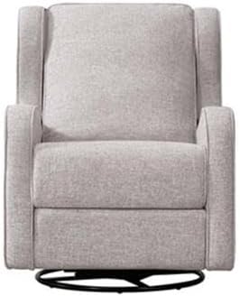 Pemberly Row Premium Fabric Glider Manual Recliner Nursery Rocking Chair for Living Room, Kids Room, Rocker Swivel Recliner with USB Port in Fawn Gray