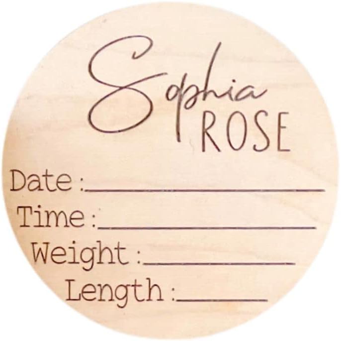 Personalized Newborn Announcement Sign for Hospital - Single/Double Sided - Wooden Birth Announcement Sign - Name Baby Announcement Sign Customized Gender Neutral