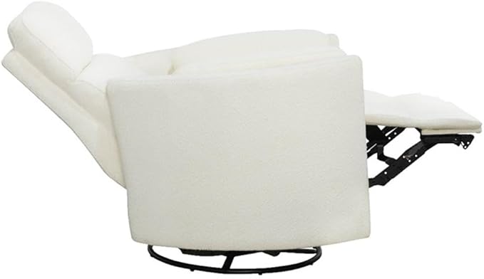 Parker Living Radius Contemporary Chenille Fabric Power Swivel Glider Recliner with Luxurious Foam, USB Charger, Chaise-Style Footrest, 240-Degree Swivel, in Revel Oyster/White Finish