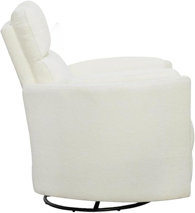 Pemberly Row Fabric Recliner Chair, Electric in White (40" H x 40" W x 37" D) for Living Room, Bedroom, Office with USB Charger, Power Swivel Glider Recliner