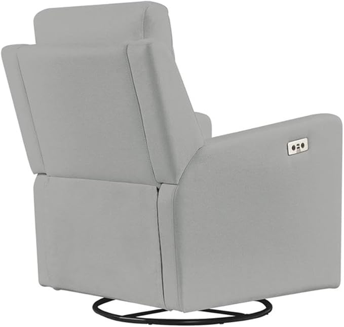 Pemberly Row Premium Fabric Glider Power Recliner Nursery Rocking Chair for Living Room, Kids Room, Rocker Swivel Recliner with USB Port in Gray