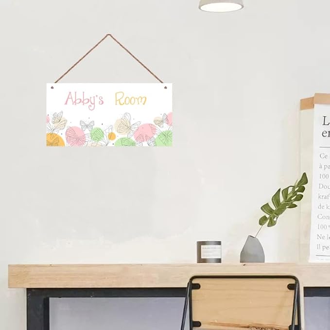 Personalized Butterfly Sign Fantasy Art Décor For Kids Room Custom Name Door Wall Decor, Floral Nursery Art Boys Room Girls Bedroom