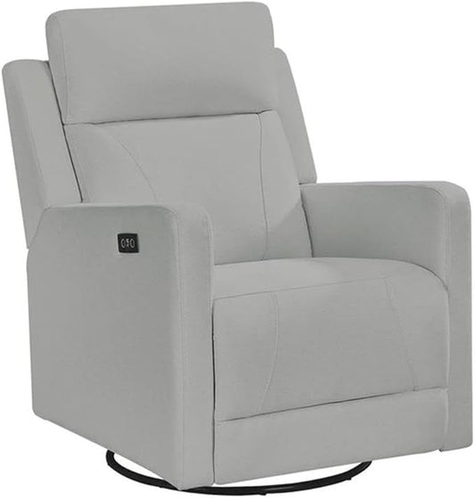 Pemberly Row Premium Fabric Glider Power Recliner Nursery Rocking Chair for Living Room, Kids Room, Rocker Swivel Recliner with USB Port in Gray