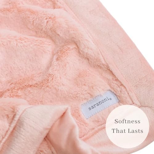SARANONI Luxury Receiving Blankets for Babies | Ultra-Soft Lush and Boutique Quality Baby Blanket | Peach Blush - 40” x 30”