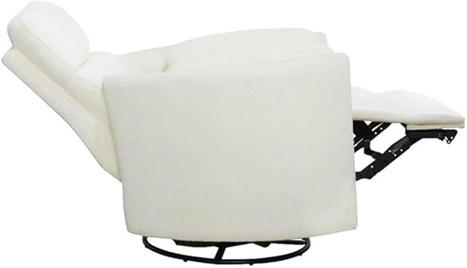 Pemberly Row Fabric Recliner Chair, Electric in White (40" H x 40" W x 37" D) for Living Room, Bedroom, Office with USB Charger, Power Swivel Glider Recliner