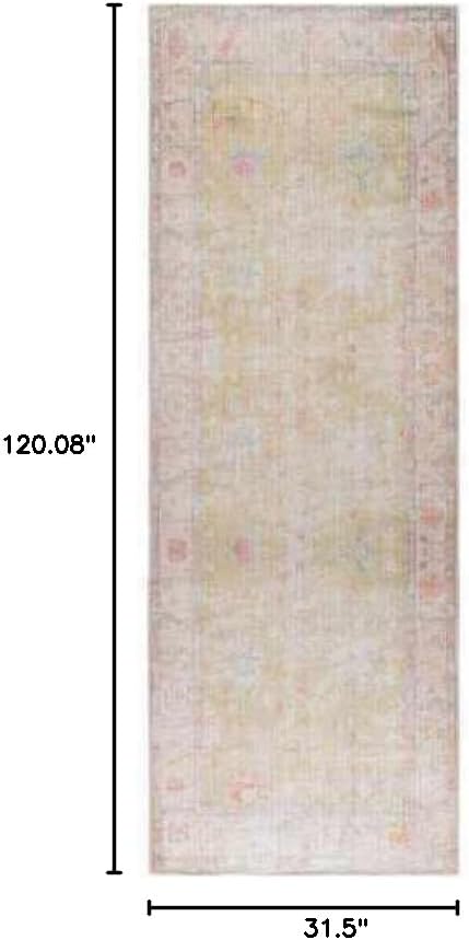 BoutiqueRugs Blush & Light Pink Collection Bozkurt Bohemian Oriental Medallion Area Rug - Traditional Floral Carpet for Hallway, Kitchen - Blush, Pale Pink, Cream, Sage - 2'7" x 10' Runner