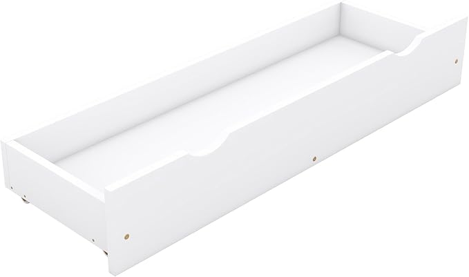 SOFTSEA Queen Size Wood House Platform Bed with 2 Drawer, Low House Bed with Drawers Queen Size Floor Platform Bed with Drawers, Wood Bed Frame with Guardrails and Roof, White