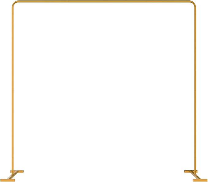 LANGXUN Heavy Duty Metal Square Backdrop Stand Arch for Wedding Birthday Graduation Decorations, Ceremony Reception, Event Party Supplies, Baby Shower Photo Booth Background Supplies (Gold)
