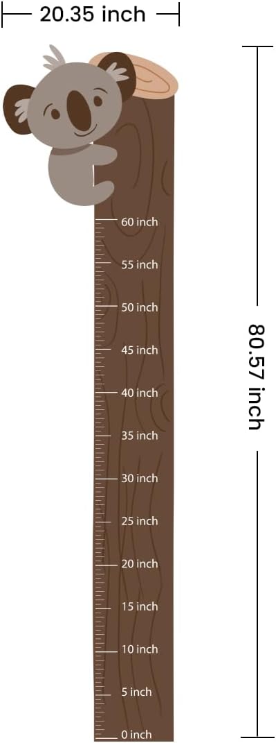 Height Chart for Kids - Growth Chart for Wall & Room Decor, Reusable, Easy Peel & Stick Measuring Wall Ruler for Baby, Toddler, Boys & Girls Nursery, Bedroom, Playroom & Home Decor (Hanging Koala)