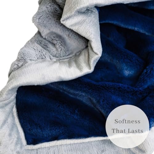 SARANONI Luxury Lush Kids Blanket | Ultra-Soft & Cozy Plush Comfy Blankets for Kids & Teens | Navy/Gray - 40” x 60”