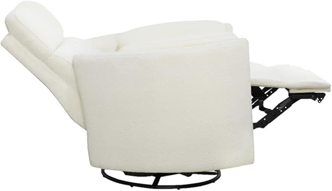 Pemberly Row Modern White Fabric Power Swivel Glider Recliner (Two Pack) with USB Charging Ports for Living Room