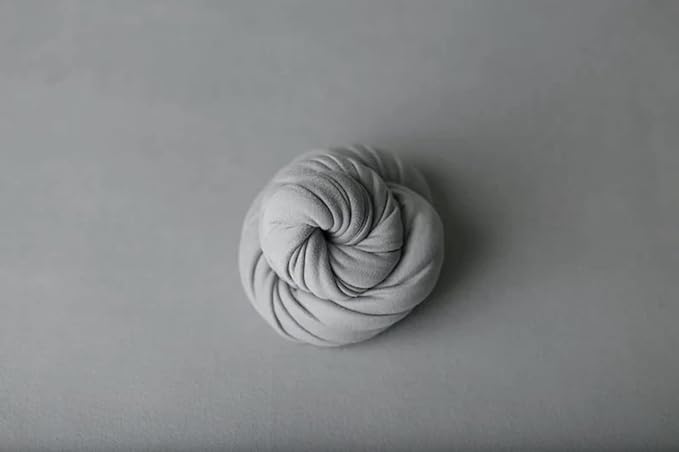 3Pcs Newborn Photography Props Baby Stretch Wraps for Photoshoot Photo Posing with Headband (Wrap + Backdrop + Headband, Grey)