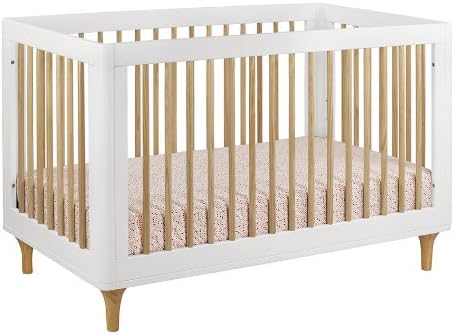 Babyletto Lolly 3-in-1 Convertible Crib with Toddler Bed Conversion Kit in White and Natural, Greenguard Gold Certified