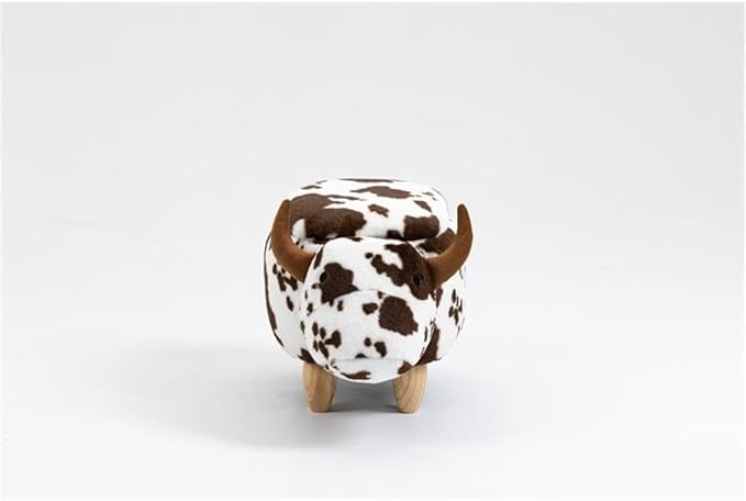 Home 2 Office Cow Ottoman for Kids' Bedroom, Playroom, Nursery, and Living Room, Animal Ottoman with Storage, Footstool for Kids, Brown Cow Print