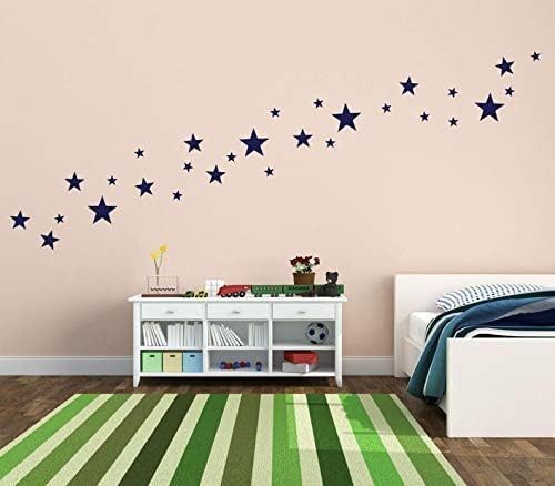 155 Pcs Dark Blue Star Wall Decals – Removable Mix of 1-4 Inch Peel & Stick Vinyl Stickers for Kids Room, Nursery & Playroom Decor