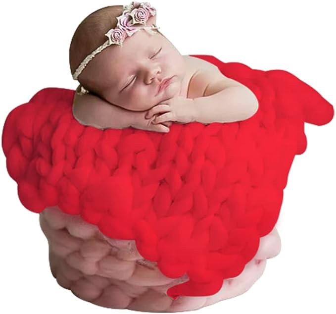 Newborn Photography Props Blanket, 50 * 50cm Hand-Knitted Crochet Newborn Photography Props Blanket Basket Filler Newborn Baby Photography Props for Boys Girls