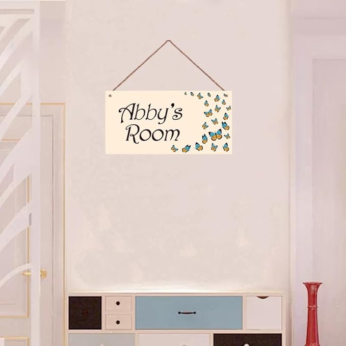 Personalized Butterfly Sign Cartoon Room Décor Kids Room Decor, Animal Theme Wall Art Decor for Little Man Cave, Nursery Door Decor for Toddler Baby Boys Room