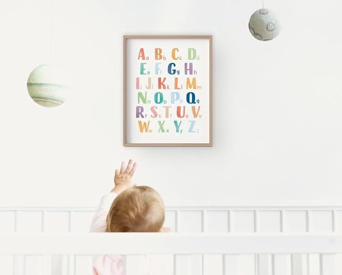 OZCONO Rainbow Alphabet Poster for Kids, Educational ABC Wall Chart for Classroom Decor, Montessori, Nursery Toddler Learning (Unframed) (20x30)
