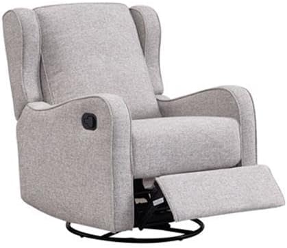 Pemberly Row Premium Fabric Glider Manual Recliner Nursery Rocking Chair for Living Room, Kids Room, Rocker Swivel Recliner with USB Port in Fawn Gray