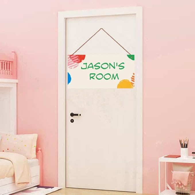 Personalized Cartoon Sign, Custom Name Door for Kids Room, Floral Nursery Art, Girls Room, Baby Bedroom, 5*10inch Wooden Sign