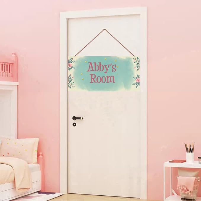Personalized Flowers Sign Wall Art Décor For Kids Room Custom Name Door Decor, Flowers Floral Nursery Art Plate For Girls Room Boys Bedroom Garden