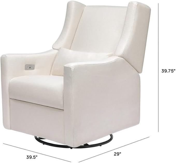 babyletto Kiwi Eco-Weave Polyester Fabric Power Glider Recliner with Electronic Control, Built-in USB Port, Push-Button Controls, Smooth Swivel Motion, in Cream Finish