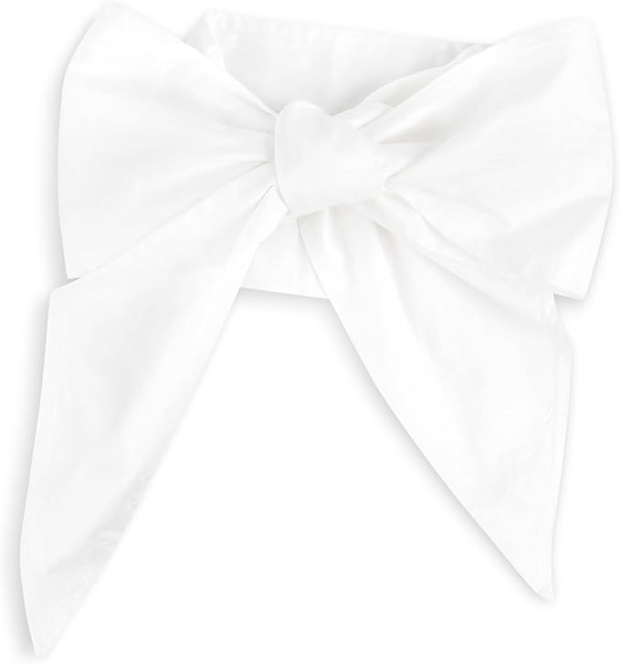 Newborn Swaddle Sash, Soft Cotton Bow Decorative Strap for Swaddles, Adorable Maternity Bow Sash, 70x5.5 Inch, White