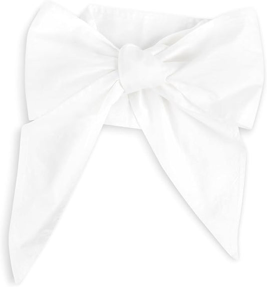 Newborn Swaddle Sash, Soft Cotton Bow Decorative Strap for Swaddles, Adorable Maternity Bow Sash, 70x5.5 Inch, White