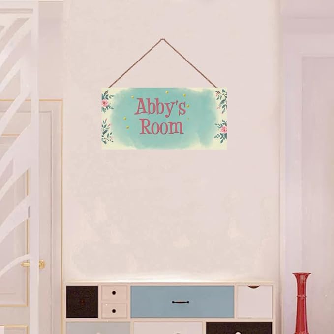 Personalized Flowers Sign Wall Art Décor For Kids Room Custom Name Door Decor, Flowers Floral Nursery Art Plate For Girls Room Boys Bedroom Garden