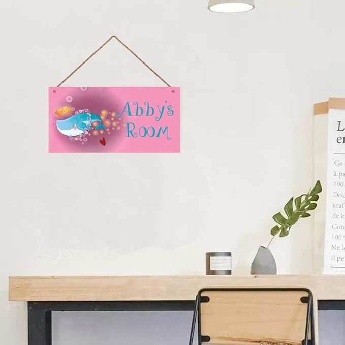 Personalized Cute Whale Sign Ocean Themed For Kids Room Baby Nursery Door Decor Star Custom Name Wall Decor Decorative Plate for Boys Bedroom Girls Room