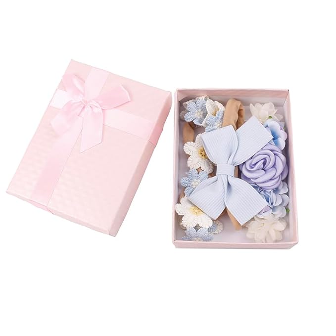 OOSAKU Baby Girl Flower Headbands Set Elastic Floral Headbands 6pcs Soft Nylon Hair Band for Newborn Toddler Hair Accessories (XKFD006)