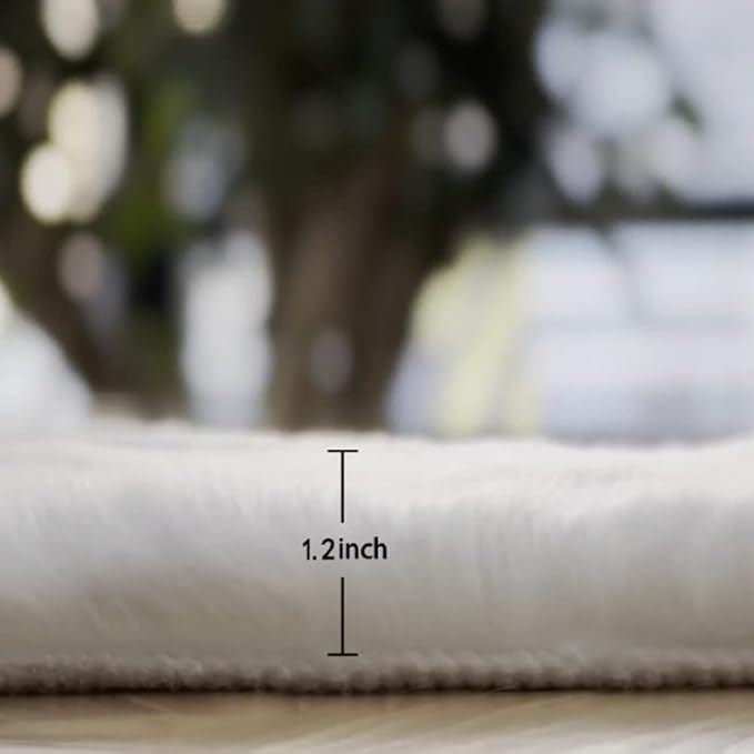 White Fluffy Living Room Rugs 6x9 Area Rug Washable Shag Rugs for Bedroom Faux Rabbit Fur Nursery Rug Rectangle Rug