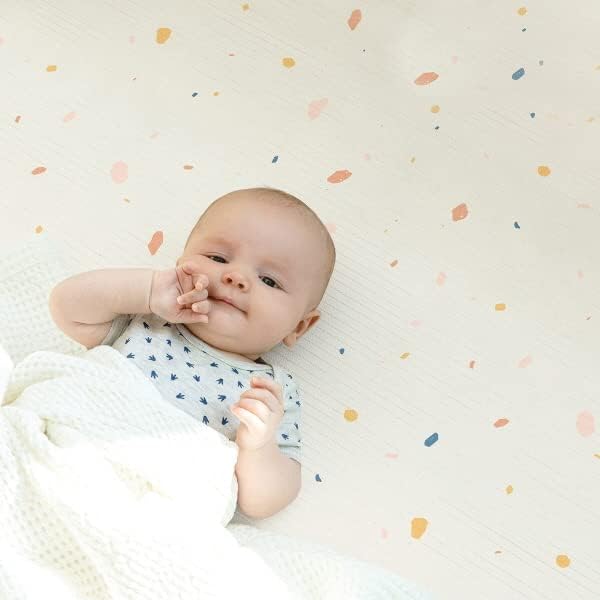 Ultra-Cushioned Premium Baby Play Mat - Jelly Terrazzo & Sage Beige - Made in Korea - Tummy Time Mat with Superior Shock Absorption, Non-Toxic Baby Floor Mats, Water Resistant, Reversible - 75"x51"