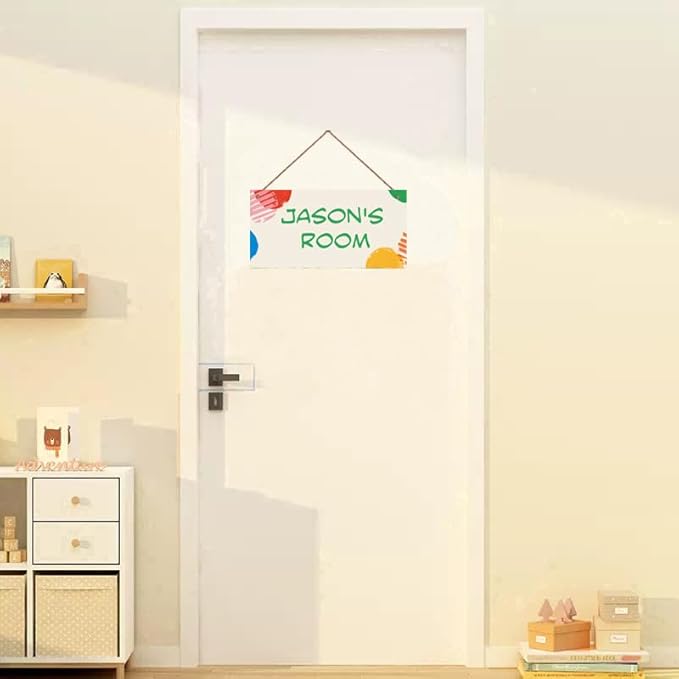 Personalized Cartoon Sign, Custom Name Door for Kids Room, Floral Nursery Art, Girls Room, Baby Bedroom, 5*10inch Wooden Sign
