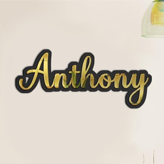 Custom Acrylic Mirror Name Sign, Personalized Mirror Wall Nursery Name Sign,Silver Gold Rose Gold Mirror Acrylic Sign,Glitter Name Baby Name Wall Art Sign Room Decor Party Decoration (style 1)