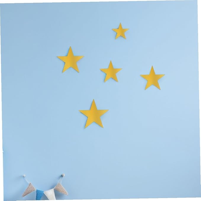 10pcs Gold Foil Star Wall Decals for Bedroom Decor Removable Nursery Stickers Self-Adhesive Star Shape Wall Stickers for Living and DIY Decoration