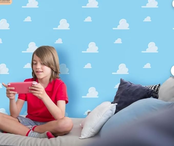 Inspired Clouds Themed Bedroom Wall Vinyl Stickers (Very Light Grey, 40)