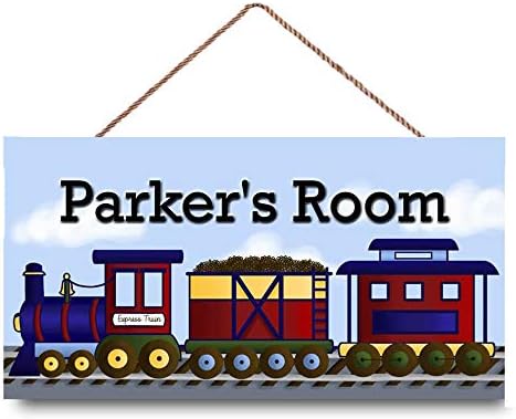 Personalized Name All Aboard The Express Train Boys Transportation Bedroom Door Sign Custom Wood Plaque Sign Wall Decor Gift